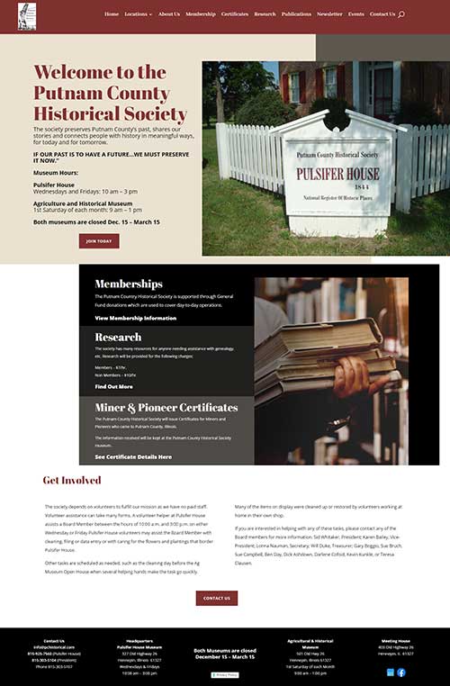 Website Design Project for Putnam County Historical Society 