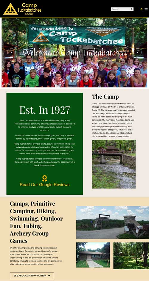E-commerce website redesign for Camp Tuckbatchee