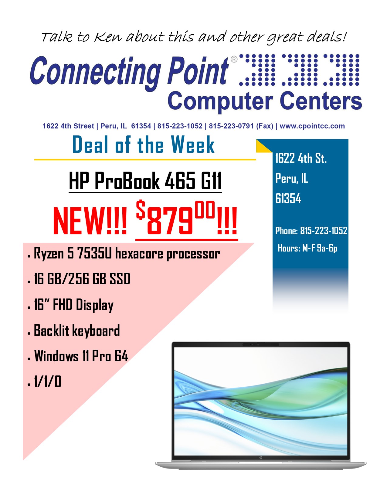 POTW 4-28-25 HP ProBook 465 G11 New $870.00