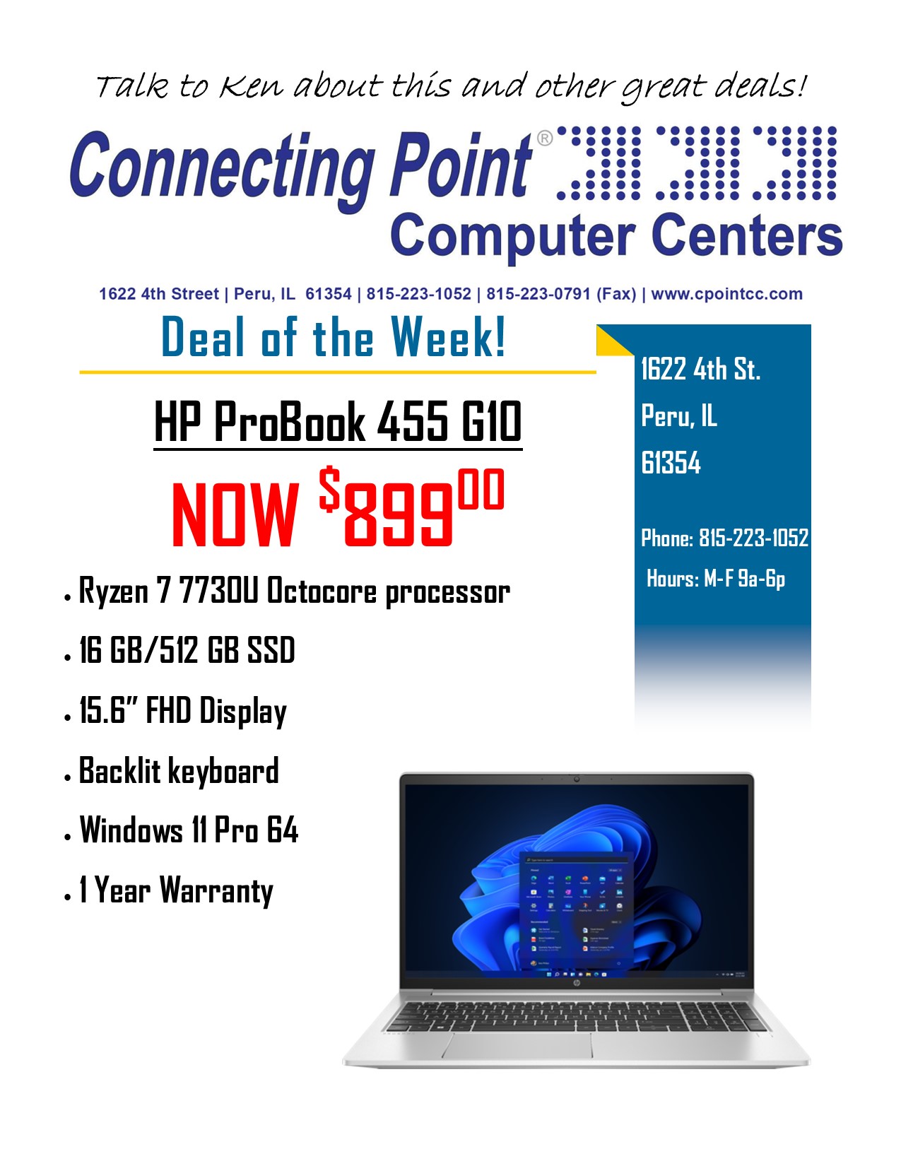 POTW 4-29-24 Hp ProBook 455 G10 Laptop on Sale!