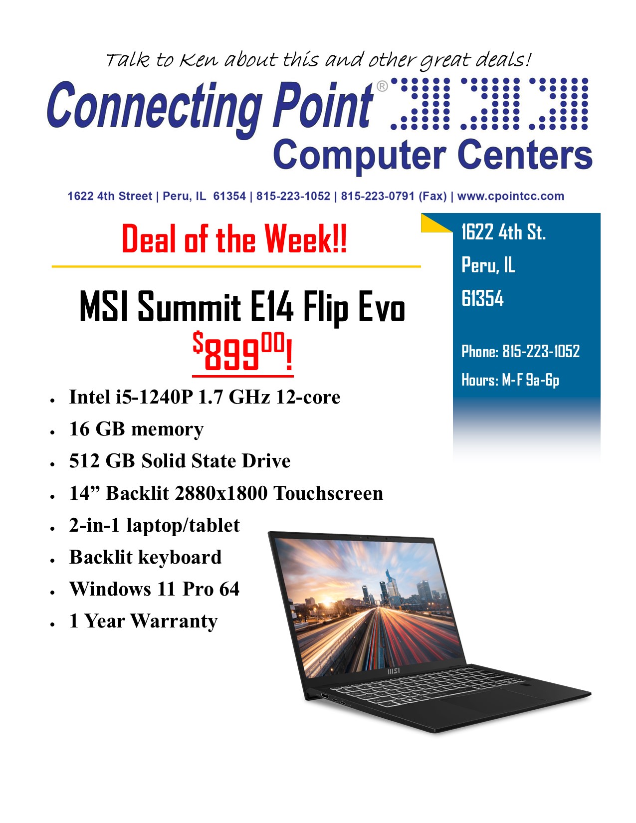 POTW 7-1-2024 MSI Summit E14 Flip Evo Laptop on Sale!