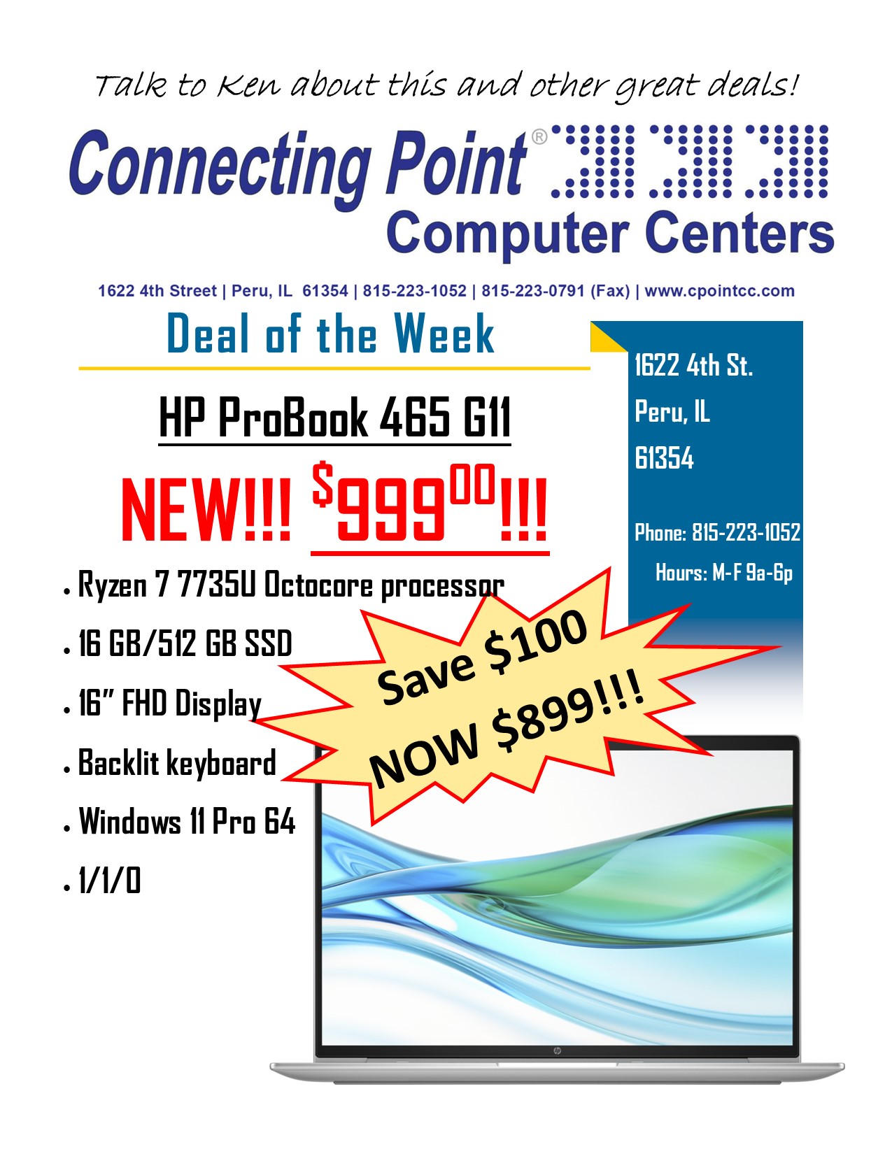 POTW 7-21-25 HP ProBook 465 G11 New $999.00