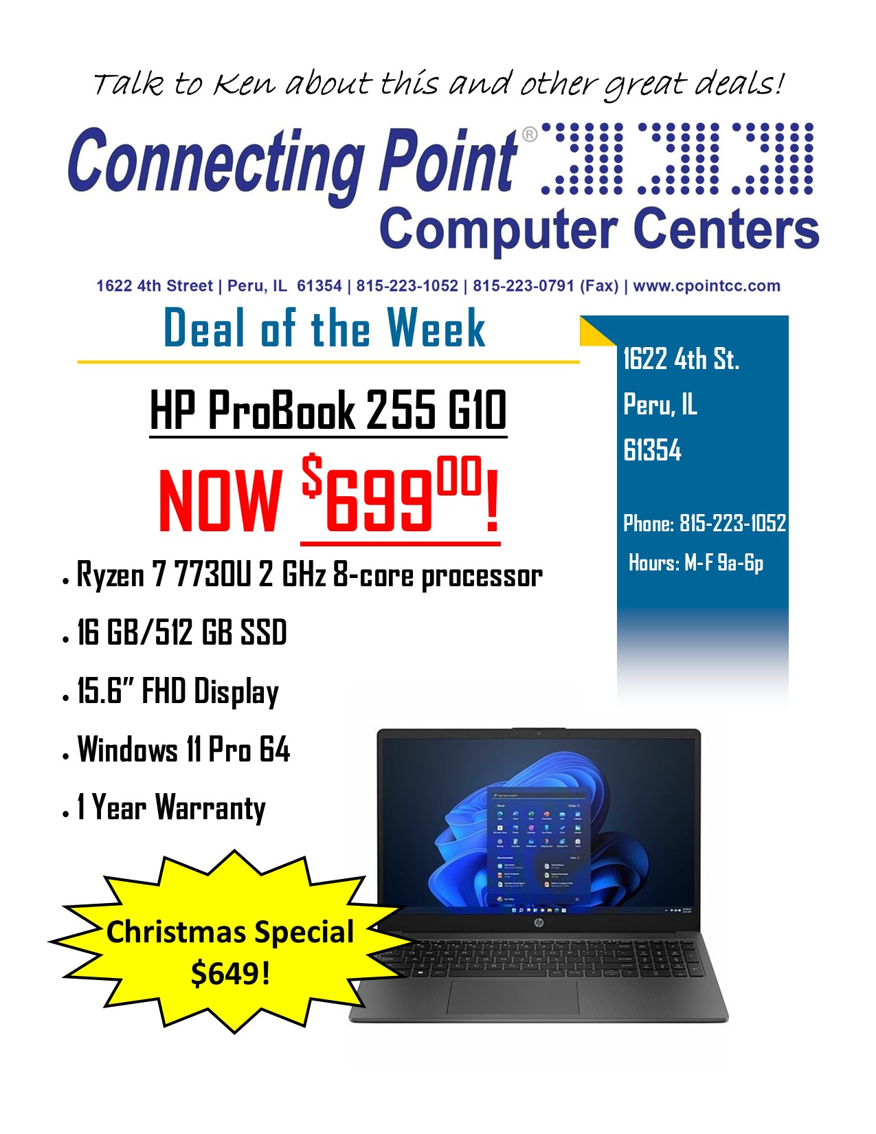 POTW 12-16-24 HP ProBook 255 G10 Laptop on Sale!