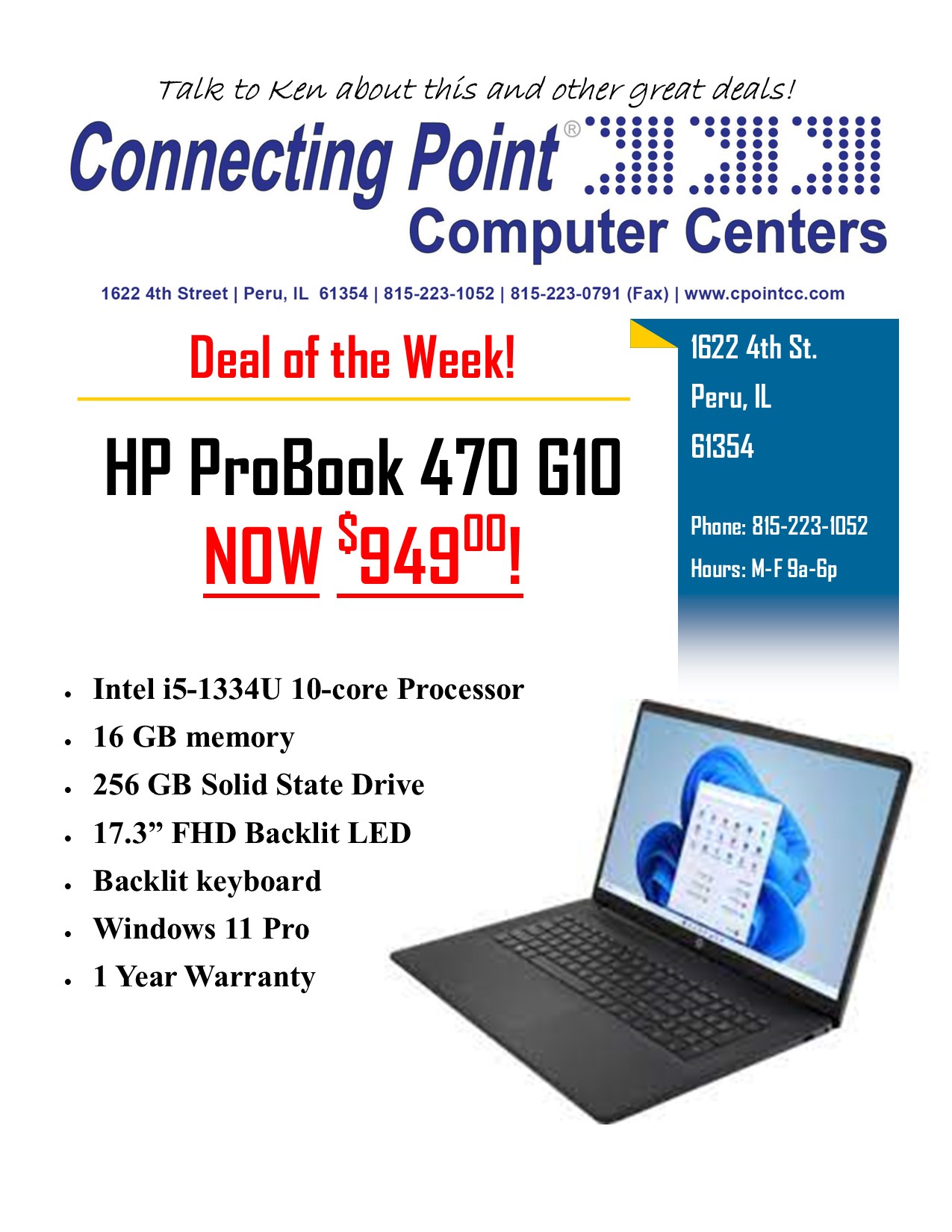 POTW - 1-20-2025 HP ProBook 470 G10 Laptop on Sale!