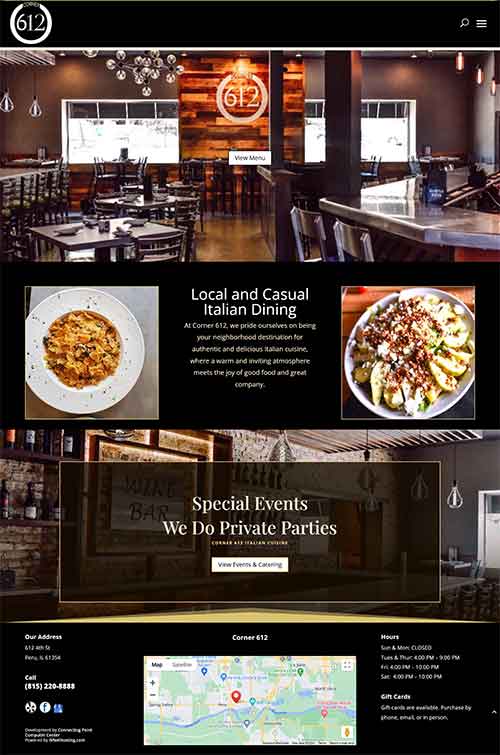 New Website Design for Corner 612 Restaurant!