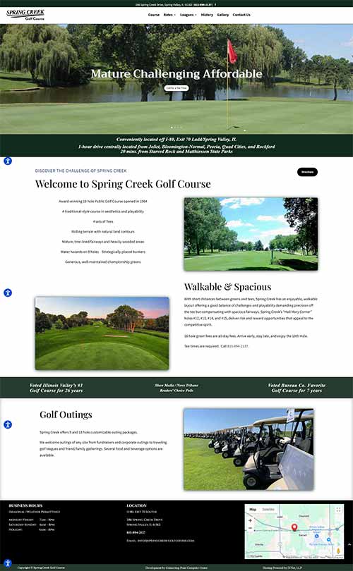 Spring Creek Golf Course Website Redesign Home Page Screenshot