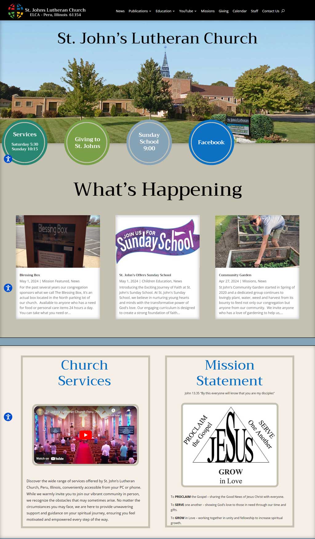 mobile-first-website design for St. Johns Luthran Church, Peru, Illinois 61354
