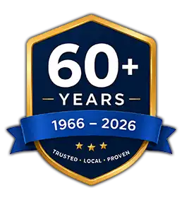 60+ Years shield of service by Connecting Point Computer Center