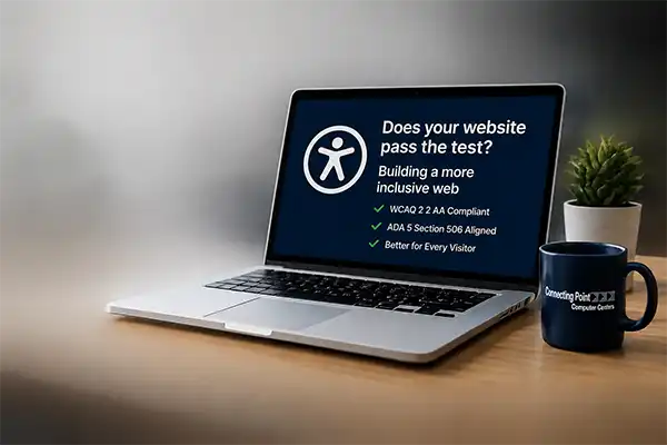 ADA Compliance hero image showing laptop iwth compliance references
