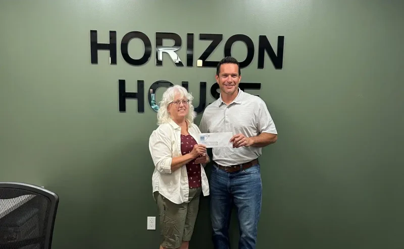 June 2026 Jean Day Donation to Horizon House with John Riva and Michell Rich, CEO