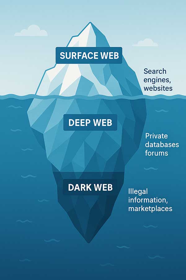 navigating the web: surface web, deep web and dark web