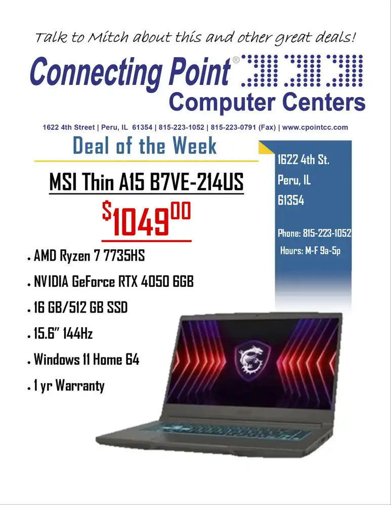 POTW 7-13-2026 Promotional flyer for a laptop deal