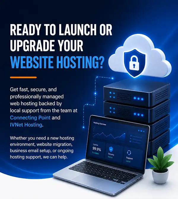 Web hosting infographic for IV Net, LLP by Connecting Point Computer Center