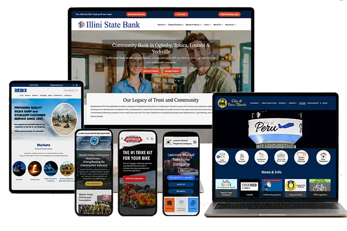 Different sized devices showing different websites on each